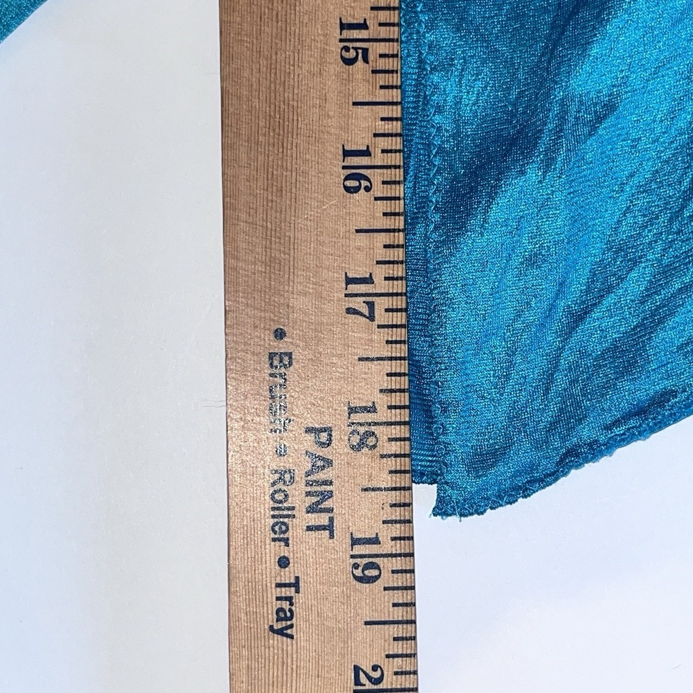 VTG Gilead Teal Maxi Nightgown Peekaboo Sleeve Pockets Peignoir Caftan READ - Picture 7 of 9